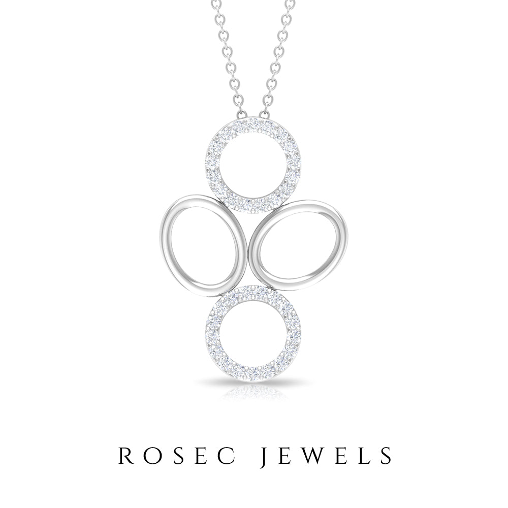 Diamond Contemporary Pendant Necklace in Two Tone Gold Diamond - ( HI-SI ) - Color and Clarity - Rosec Jewels