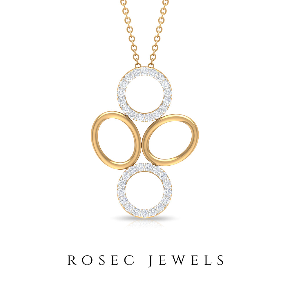 Diamond Contemporary Pendant Necklace in Two Tone Gold Diamond - ( HI-SI ) - Color and Clarity - Rosec Jewels