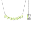 Seven Stone Peridot Bar Necklace Peridot - ( AAA ) - Quality - Rosec Jewels