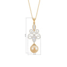 Vintage Inspired South Sea Pearl and Moissanite Dangle Pendant South Sea Pearl - ( AAA ) - Quality - Rosec Jewels