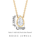 1/4 CT Pear Shape Diamond Solitaire Necklace Diamond - ( HI-SI ) - Color and Clarity - Rosec Jewels