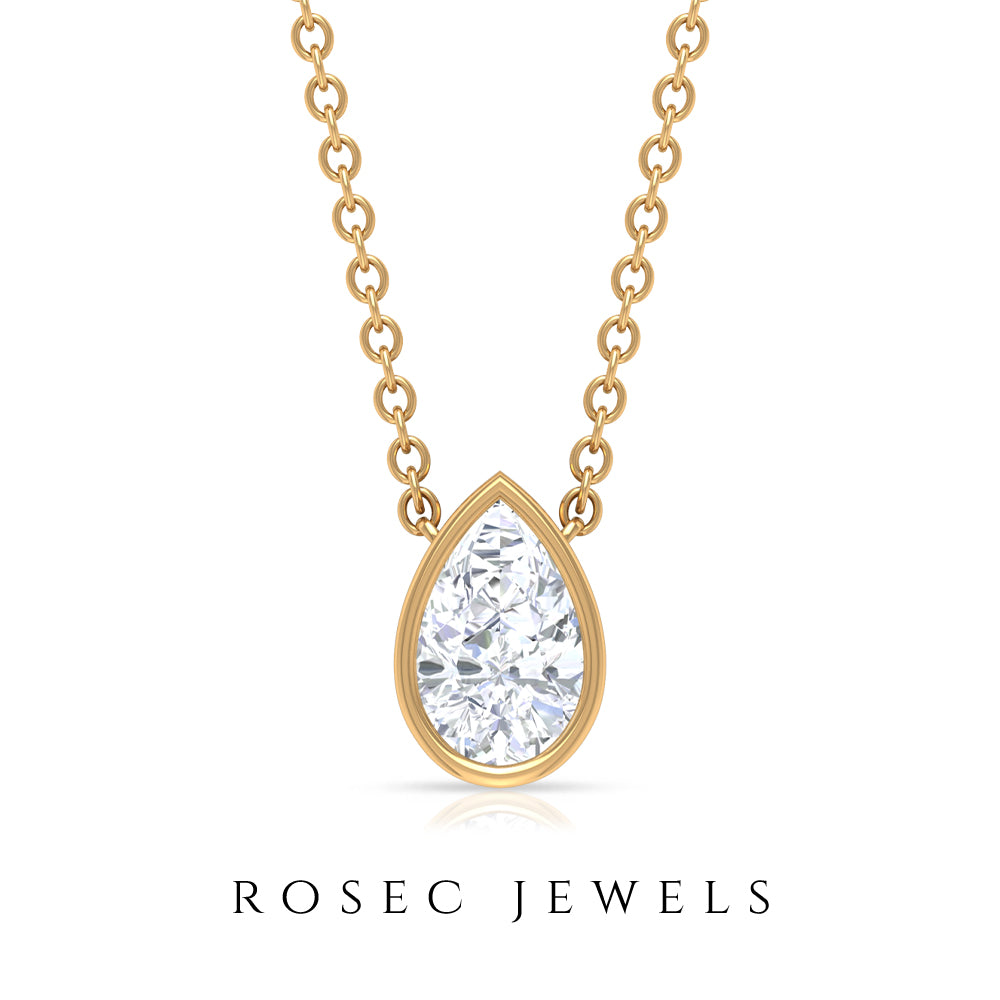 1/4 CT Pear Shape Diamond Solitaire Necklace Diamond - ( HI-SI ) - Color and Clarity - Rosec Jewels