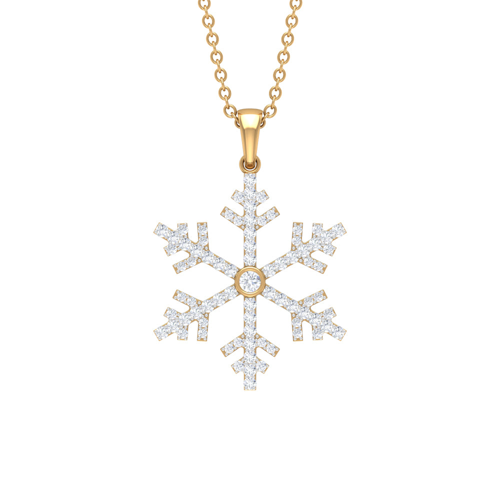 Genuine Diamond Beautiful Snowflake Pendant in Gold Diamond - ( HI-SI ) - Color and Clarity - Rosec Jewels