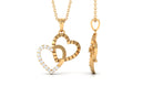 Pave Set Diamond Double Heart Pendant Diamond - ( HI-SI ) - Color and Clarity - Rosec Jewels