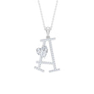 Initial A Pendant Necklace with Cubic Zirconia Zircon - ( AAAA ) - Quality - Rosec Jewels