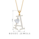 Initial A Pendant Necklace with Cubic Zirconia Zircon - ( AAAA ) - Quality - Rosec Jewels