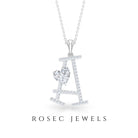 Initial A Pendant Necklace with Cubic Zirconia Zircon - ( AAAA ) - Quality - Rosec Jewels