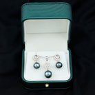 Tahitian Pearl Swirl Drop Jewelry Set with Moissanite Tahitian pearl - ( AAA ) - Quality - Rosec Jewels