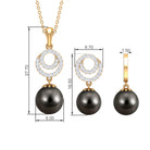 Tahitian Pearl Swirl Drop Jewelry Set with Moissanite Tahitian pearl - ( AAA ) - Quality - Rosec Jewels