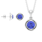 Round Tanzanite Swirl Pendant and Earrings Set Tanzanite - ( AAA ) - Quality - Rosec Jewels