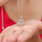 Diamond Star Pendant Necklace with Chain Diamond - ( HI-SI ) - Color and Clarity - Rosec Jewels