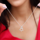 Diamond Star Pendant Necklace with Chain Diamond - ( HI-SI ) - Color and Clarity - Rosec Jewels