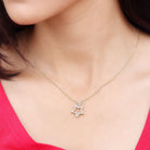 Diamond Star Pendant Necklace with Chain Diamond - ( HI-SI ) - Color and Clarity - Rosec Jewels