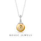 Simple South Sea Pearl Drop Pendant with Diamond South Sea Pearl - ( AAA ) - Quality - Rosec Jewels