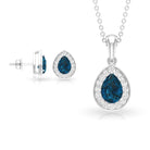 Pear Cut London Blue Topaz and Diamond Classic jewelry Set London Blue Topaz - ( AAA ) - Quality - Rosec Jewels