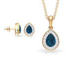 Pear Cut London Blue Topaz and Diamond Classic jewelry Set London Blue Topaz - ( AAA ) - Quality - Rosec Jewels