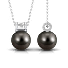 Elegant Tahitian Pearl Pendant with Diamond Tahitian pearl - ( AAA ) - Quality - Rosec Jewels