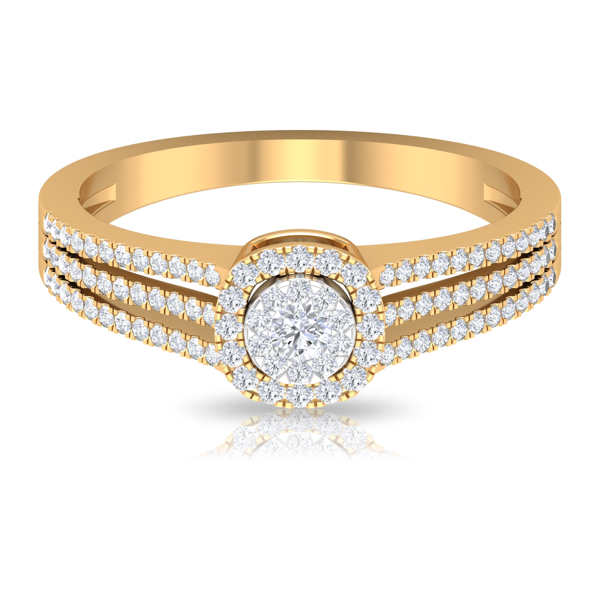 Classic Diamond Split Shank Engagement Ring Diamond - ( HI-SI ) - Color and Clarity - Rosec Jewels