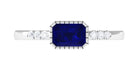 3/4 CT Octagon Cut Blue Sapphire East West Engagement Ring with Diamond Blue Sapphire - ( AAA ) - Quality - Rosec Jewels