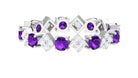 Purple Amethyst and Contemporary Diamond Eternity Ring Amethyst - ( AAA ) - Quality - Rosec Jewels