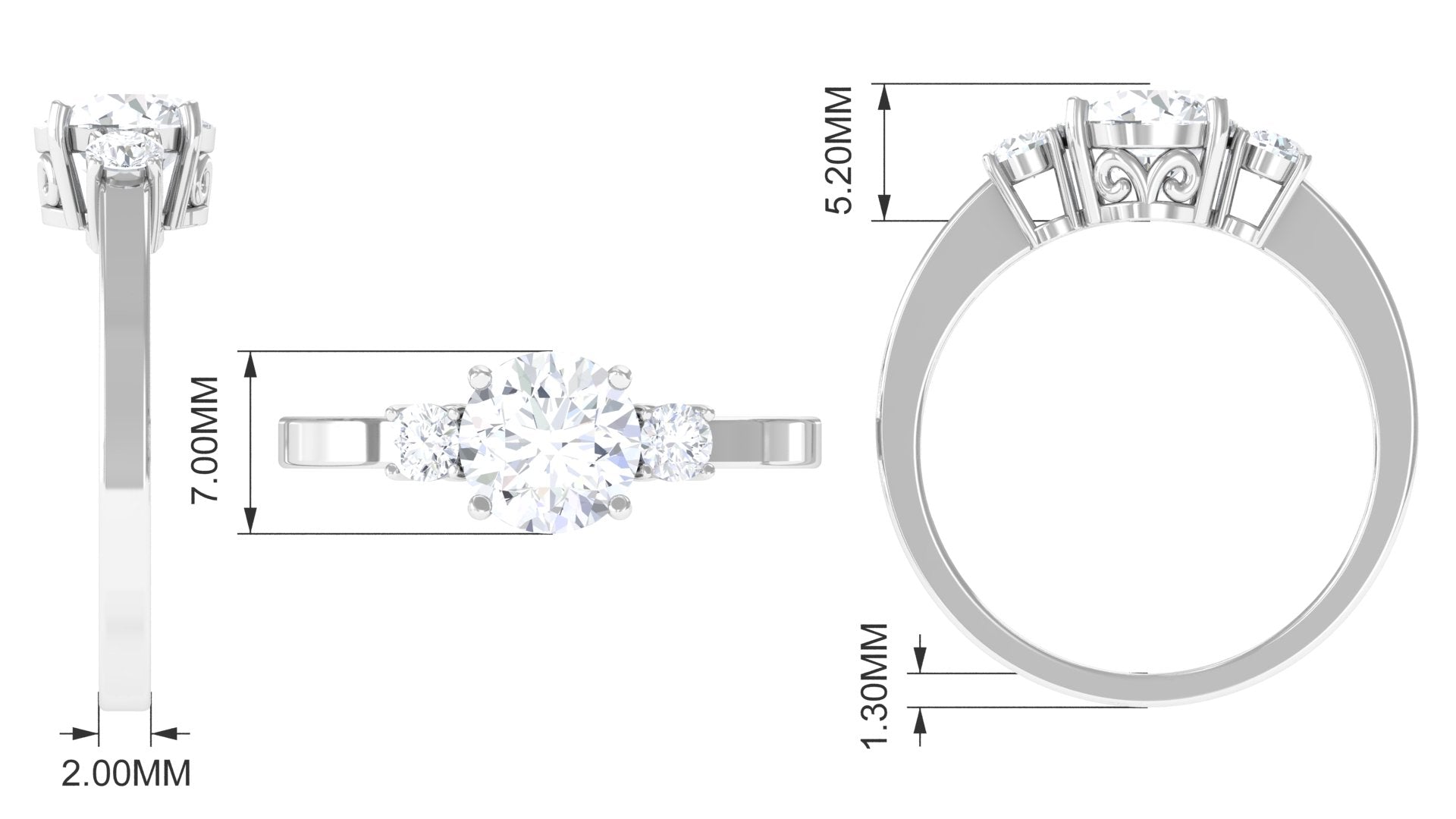 1.50 CT Simple Moissanite Round Cut Solitaire Ring Moissanite - ( D-VS1 ) - Color and Clarity - Rosec Jewels