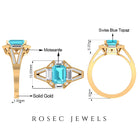 2.5 CT Octagon Swiss Blue Topaz Art Deco Engagement Ring with Moissanite Swiss Blue Topaz - ( AAA ) - Quality - Rosec Jewels