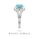 2.5 CT Octagon Swiss Blue Topaz Art Deco Engagement Ring with Moissanite Swiss Blue Topaz - ( AAA ) - Quality - Rosec Jewels