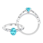 2 CT Oval Cut Swiss Blue Topaz Solitaire Engagement Ring with Moissanite Swiss Blue Topaz - ( AAA ) - Quality - Rosec Jewels