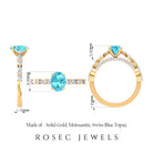 2 CT Oval Cut Swiss Blue Topaz Solitaire Engagement Ring with Moissanite Swiss Blue Topaz - ( AAA ) - Quality - Rosec Jewels