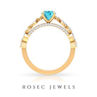 2 CT Oval Cut Swiss Blue Topaz Solitaire Engagement Ring with Moissanite Swiss Blue Topaz - ( AAA ) - Quality - Rosec Jewels