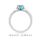 2.25 CT Emerald Cut Swiss Blue Topaz Solitaire Ring with Diamond Side Stones Swiss Blue Topaz - ( AAA ) - Quality - Rosec Jewels