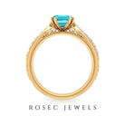 2.25 CT Emerald Cut Swiss Blue Topaz Solitaire Ring with Diamond Side Stones Swiss Blue Topaz - ( AAA ) - Quality - Rosec Jewels