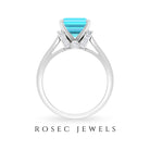 3.25 CT Asscher Cut Swiss Blue Topaz Solitaire Ring with Collar Diamond Swiss Blue Topaz - ( AAA ) - Quality - Rosec Jewels