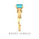 3.25 CT Asscher Cut Swiss Blue Topaz Solitaire Ring with Collar Diamond Swiss Blue Topaz - ( AAA ) - Quality - Rosec Jewels