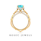 3.25 CT Cushion Cut Swiss Blue Topaz Solitaire and Moissanite Side Stone Ring Swiss Blue Topaz - ( AAA ) - Quality - Rosec Jewels