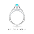 3 CT Octagon Shape Swiss Blue Topaz Solitaire with Moissanite Engagement Ring Swiss Blue Topaz - ( AAA ) - Quality - Rosec Jewels