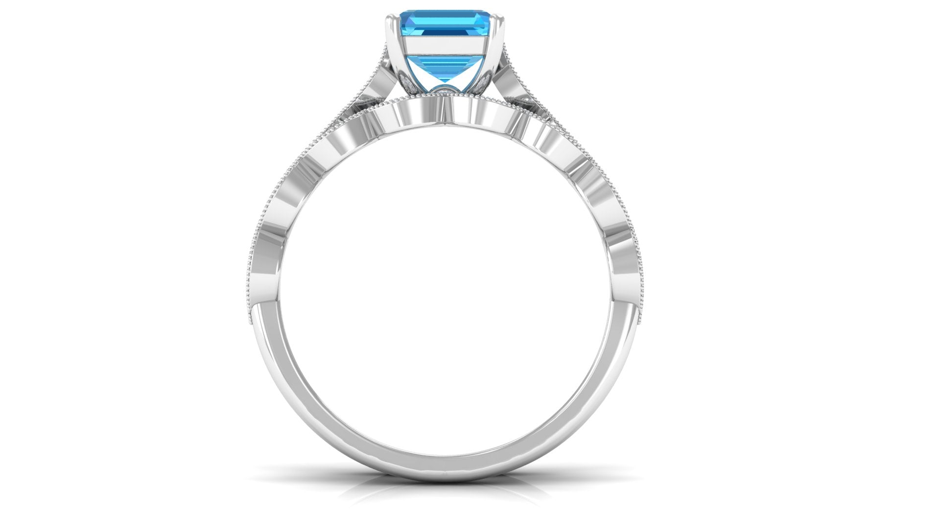 Swiss Blue Topaz Wedding Ring Set with Moissanite Swiss Blue Topaz - ( AAA ) - Quality - Rosec Jewels