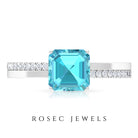 2.25 CT Swiss Blue Topaz Solitaire and Diamond Engagement Ring Swiss Blue Topaz - ( AAA ) - Quality - Rosec Jewels