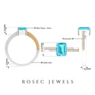 2.25 CT Two Tone Swiss Blue Topaz Solitaire with Diamond Side Stone Ring Swiss Blue Topaz - ( AAA ) - Quality - Rosec Jewels