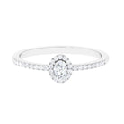 0.50 CT Oval Cut Diamond Halo Engagement Ring in Gold Diamond - ( HI-SI ) - Color and Clarity - Rosec Jewels