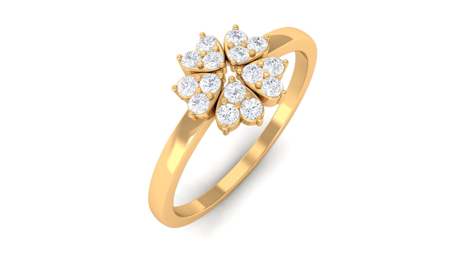 1/2 CT Gold and Diamond Floral Promise Ring Diamond - ( HI-SI ) - Color and Clarity - Rosec Jewels