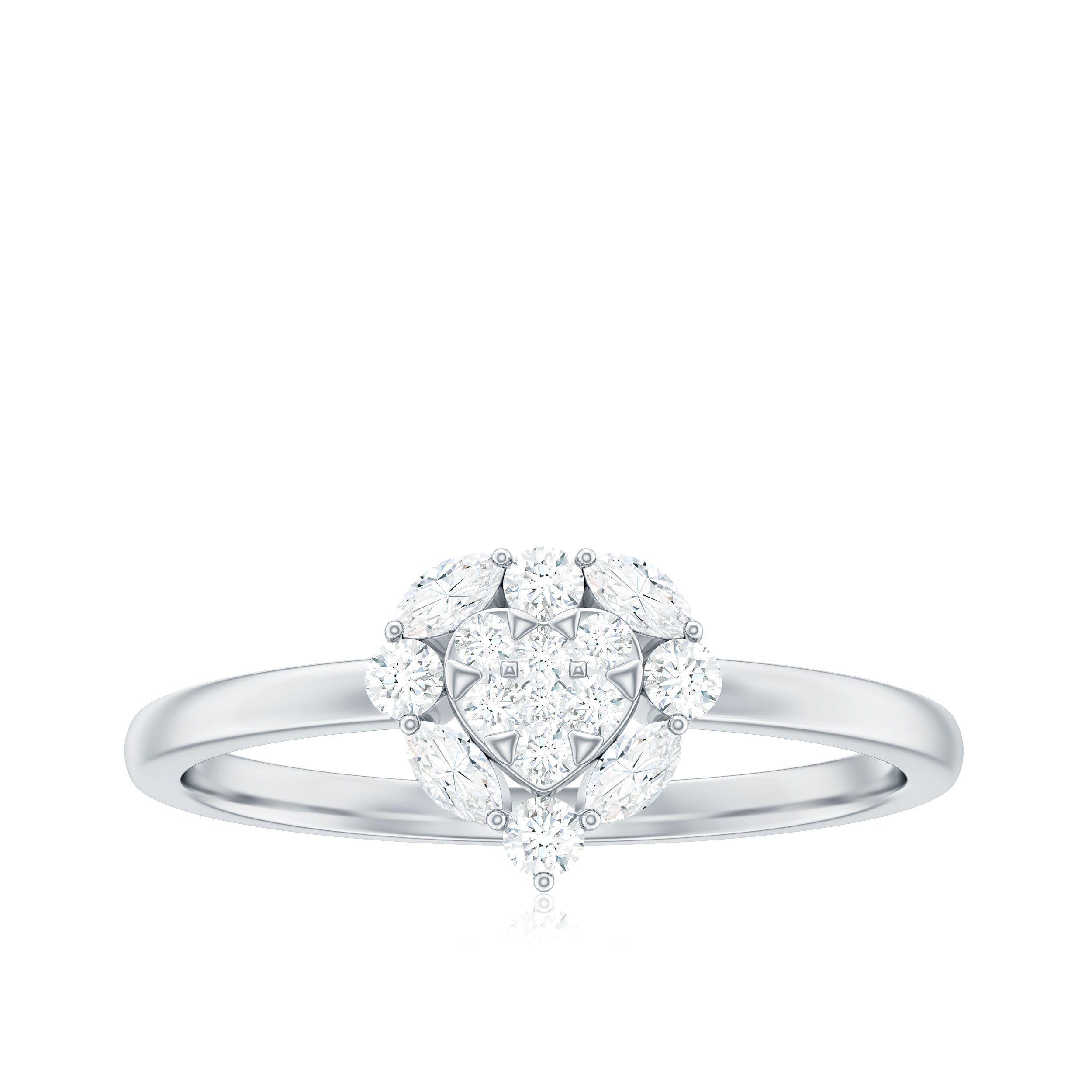 Illusion Set Diamond Heart Promise Ring Diamond - ( HI-SI ) - Color and Clarity - Rosec Jewels