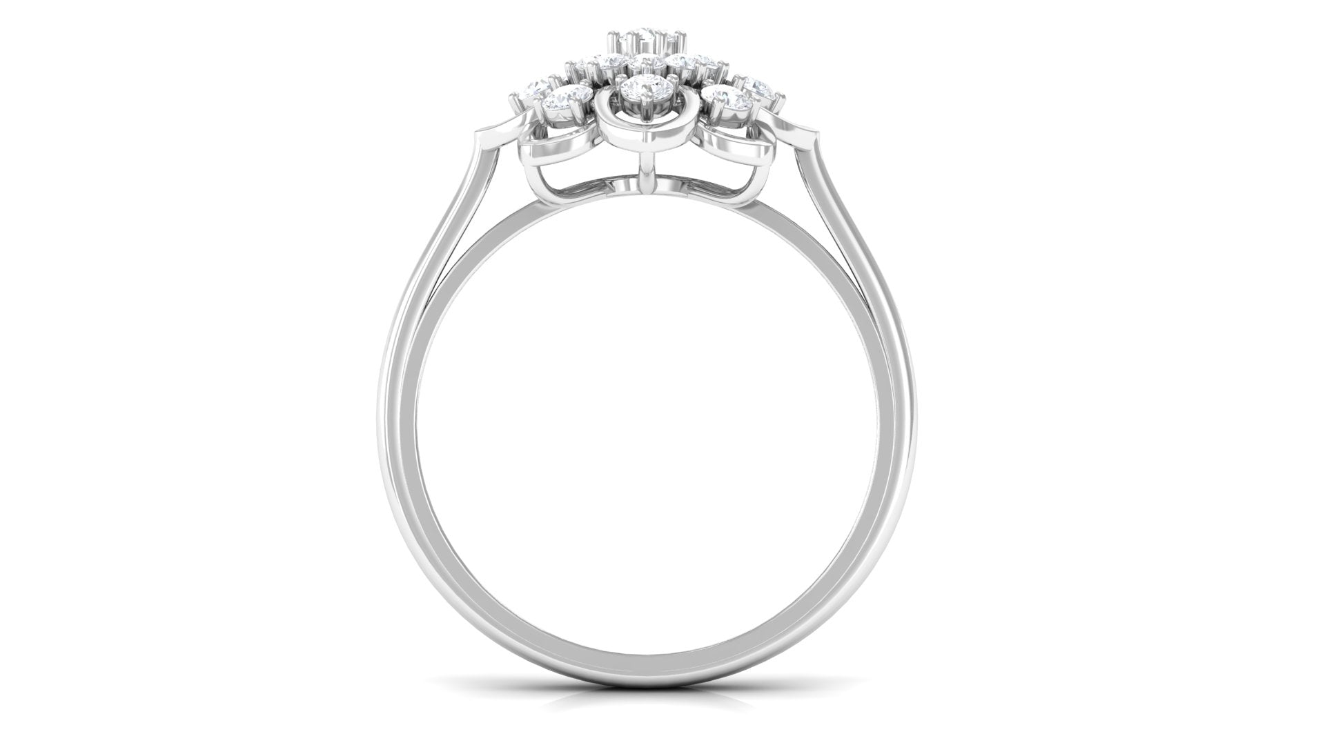 Natural Diamond Flower Cocktail Ring Diamond - ( HI-SI ) - Color and Clarity - Rosec Jewels