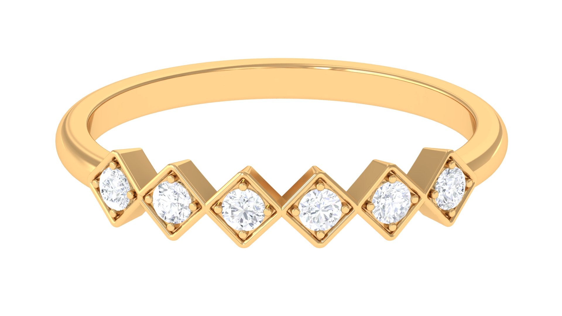 Hexagon Cut Diamond Stackable Ring for women Diamond - ( HI-SI ) - Color and Clarity - Rosec Jewels