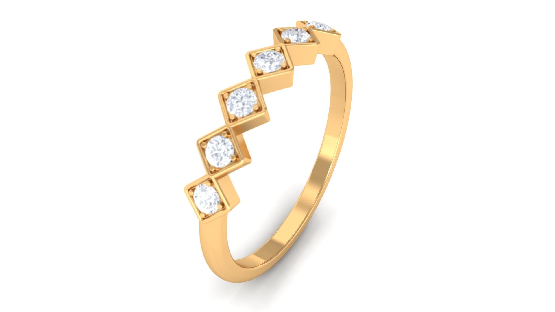 Hexagon Cut Diamond Stackable Ring for women Diamond - ( HI-SI ) - Color and Clarity - Rosec Jewels