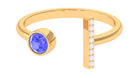 Modern Cuff Ring with Tanzanite and Diamond Tanzanite - ( AAA ) - Quality - Rosec Jewels