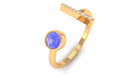 Modern Cuff Ring with Tanzanite and Diamond Tanzanite - ( AAA ) - Quality - Rosec Jewels