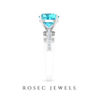 2.5 CT Cushion Cut Swiss Blue Topaz Solitaire with Diamond Two Tone Ring Swiss Blue Topaz - ( AAA ) - Quality - Rosec Jewels