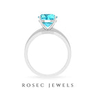 2.5 CT Cushion Cut Swiss Blue Topaz Solitaire with Diamond Two Tone Ring Swiss Blue Topaz - ( AAA ) - Quality - Rosec Jewels