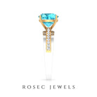 2.5 CT Cushion Cut Swiss Blue Topaz Solitaire with Diamond Two Tone Ring Swiss Blue Topaz - ( AAA ) - Quality - Rosec Jewels